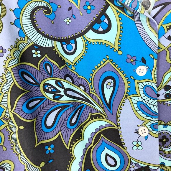 NWOT Vintage LILLY PULITZER Top 10 Silk Y2K Paisley Floral Blue Button-Up Long-S - Picture 5 of 10